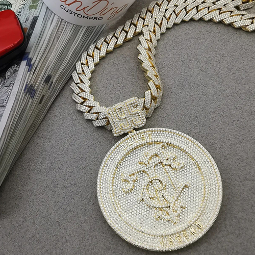 Copper alloy+cubic zircon Hip Hop pattern pendant Cuba necklace customize铜合金+锆石嘻哈图案吊坠古巴链订制